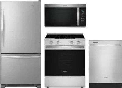 4 Piece Package Includes Refrigerator, Range, Microwave And Dishwasher
