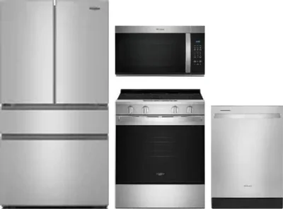 4 Piece Package Includes Refrigerator, Range, Microwave And Dishwasher