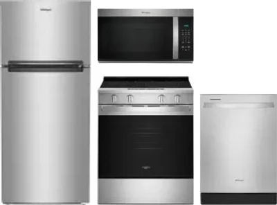 4 Piece Package Includes Refrigerator, Range, Microwave And Dishwasher
