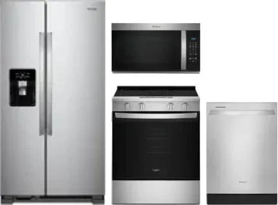 4 Piece Package Includes Refrigerator, Range, Microwave And Dishwasher