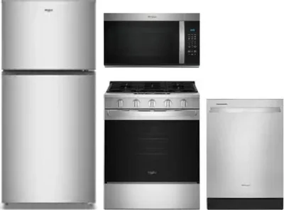 4 Piece Package Includes Refrigerator, Range, Microwave And Dishwasher