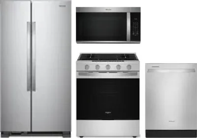 4 Piece Package Includes Refrigerator, Range, Microwave And Dishwasher