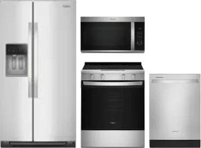 4 Piece Package Includes Refrigerator, Range, Microwave And Dishwasher