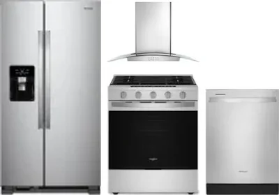 4 Piece Package Includes Refrigerator, Range, Hood And Dishwasher