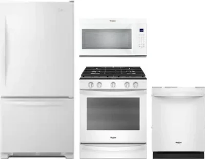 4 Piece Package Includes Refrigerator, Range, Microwave And Dishwasher