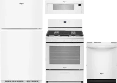 4 Piece Package Includes Refrigerator, Range, Microwave And Dishwasher