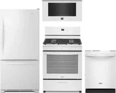 4 Piece Package Includes Refrigerator, Range, Microwave And Dishwasher