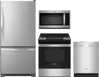 4 Piece Package Includes Refrigerator, Range, Microwave And Dishwasher