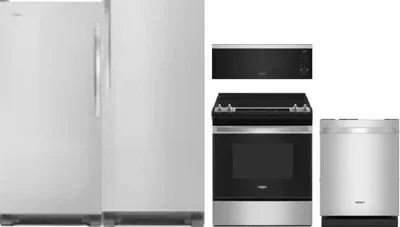 5 Piece Package Includes Refrigerator, Freezer, Range, Microwave And Dishwasher