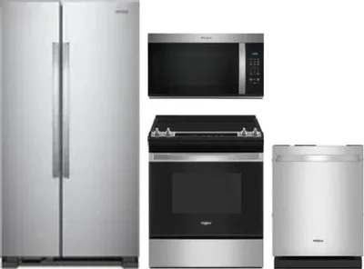 4 Piece Package Includes Refrigerator, Range, Microwave And Dishwasher