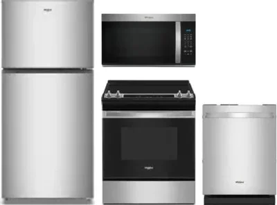 4 Piece Package Includes Refrigerator, Range, Microwave And Dishwasher