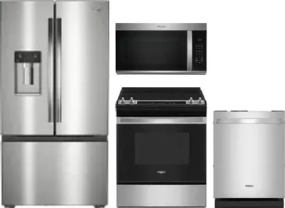4 Piece Package Includes Refrigerator, Range, Microwave And Dishwasher