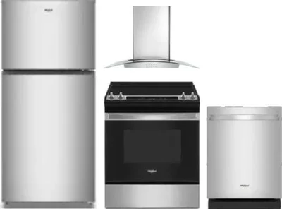 4 Piece Package Includes Refrigerator, Range, Hood And Dishwasher