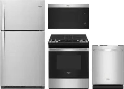 4 Piece Package Includes Refrigerator, Range, Microwave And Dishwasher
