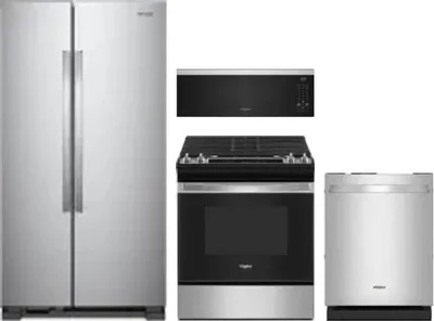 4 Piece Package Includes Refrigerator, Range, Microwave And Dishwasher