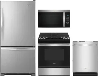 4 Piece Package Includes Refrigerator, Range, Microwave And Dishwasher