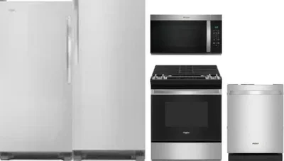 5 Piece Package Includes Refrigerator, Freezer, Range, Microwave And Dishwasher