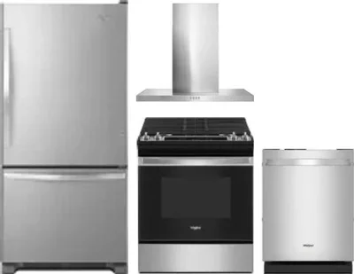 4 Piece Package Includes Refrigerator, Range, Hood And Dishwasher