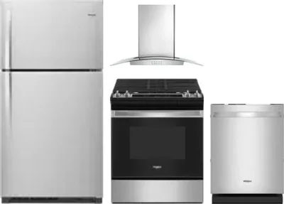 4 Piece Package Includes Refrigerator, Range, Hood And Dishwasher