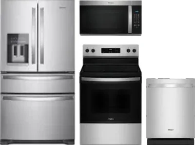 4 Piece Package Includes Refrigerator, Range, Microwave And Dishwasher