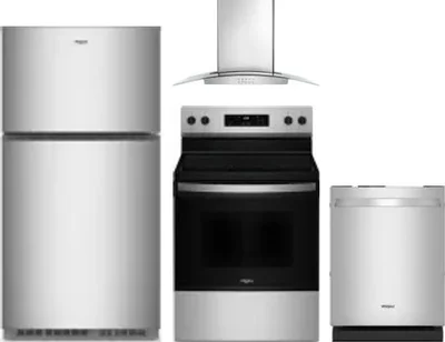 4 Piece Package Includes Refrigerator, Range, Hood And Dishwasher