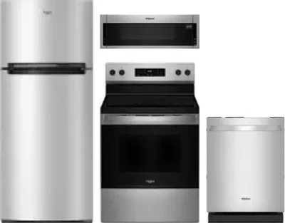 4 Piece Package Includes Refrigerator, Range, Microwave And Dishwasher