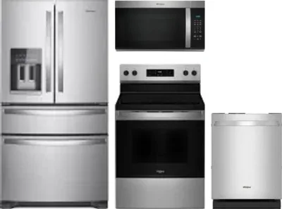 4 Piece Package Includes Refrigerator, Range, Microwave And Dishwasher