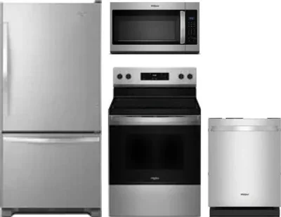 4 Piece Package Includes Refrigerator, Range, Microwave And Dishwasher