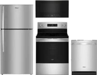 4 Piece Package Includes Refrigerator, Range, Microwave And Dishwasher
