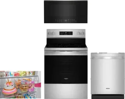 4 Piece Package Includes Refrigerator, Range, Microwave And Dishwasher