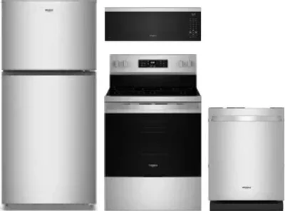 4 Piece Package Includes Refrigerator, Range, Microwave And Dishwasher