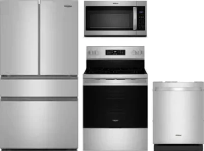 4 Piece Package Includes Refrigerator, Range, Microwave And Dishwasher
