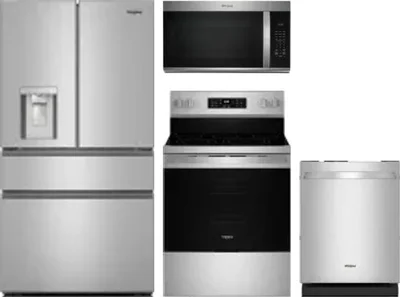 4 Piece Package Includes Refrigerator, Range, Microwave And Dishwasher