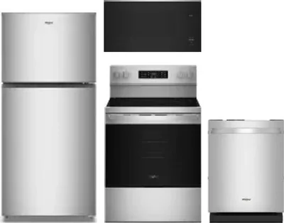4 Piece Package Includes Refrigerator, Range, Microwave And Dishwasher