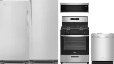 5 Piece Package Includes Refrigerator, Freezer, Range, Microwave And Dishwasher