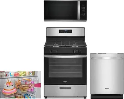 4 Piece Package Includes Refrigerator, Range, Microwave And Dishwasher