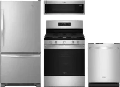 4 Piece Package Includes Refrigerator, Range, Microwave And Dishwasher