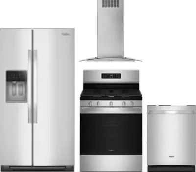 4 Piece Package Includes Refrigerator, Range, Hood And Dishwasher