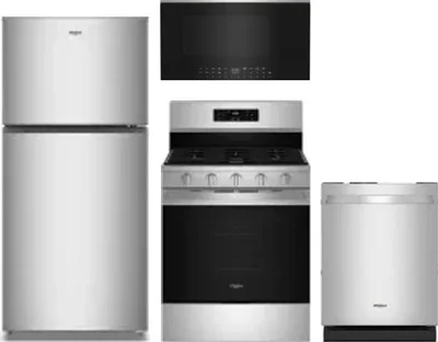 4 Piece Package Includes Refrigerator, Range, Microwave And Dishwasher