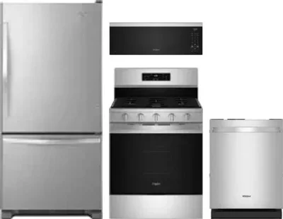 4 Piece Package Includes Refrigerator, Range, Microwave And Dishwasher