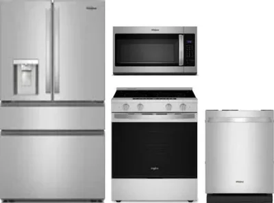 4 Piece Package Includes Refrigerator, Range, Microwave And Dishwasher