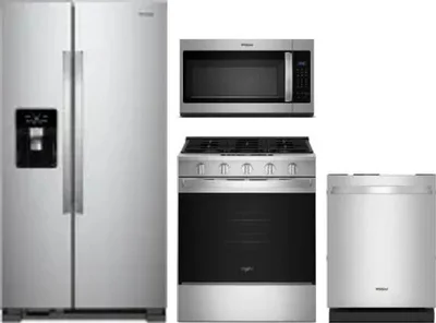 4 Piece Package Includes Refrigerator, Range, Microwave And Dishwasher
