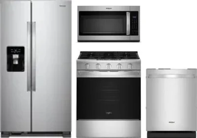 4 Piece Package Includes Refrigerator, Range, Microwave And Dishwasher