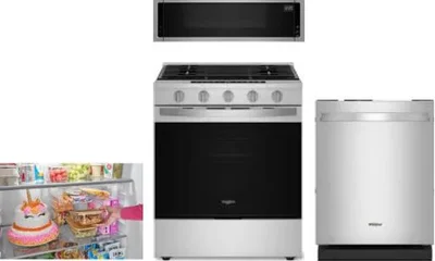 4 Piece Package Includes Refrigerator, Range, Microwave And Dishwasher