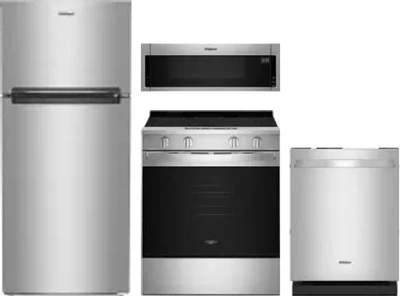 4 Piece Package Includes Refrigerator, Range, Microwave And Dishwasher