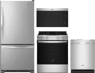 4 Piece Package Includes Refrigerator, Range, Microwave And Dishwasher
