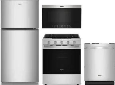 4 Piece Package Includes Refrigerator, Range, Microwave And Dishwasher