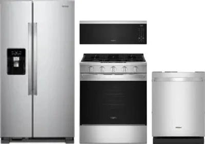 4 Piece Package Includes Refrigerator, Range, Microwave And Dishwasher