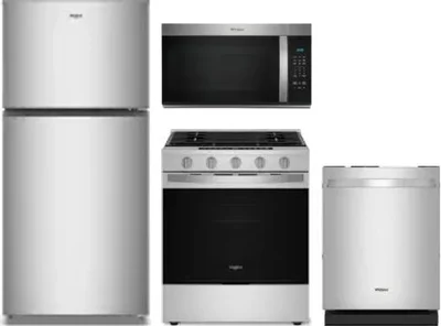 4 Piece Package Includes Refrigerator, Range, Microwave And Dishwasher