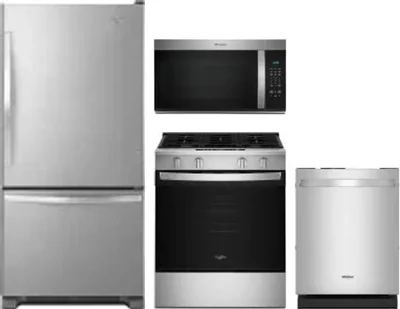 4 Piece Package Includes Refrigerator, Range, Microwave And Dishwasher
